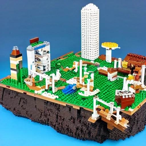 Image similar to Lego overgrown deserted island city