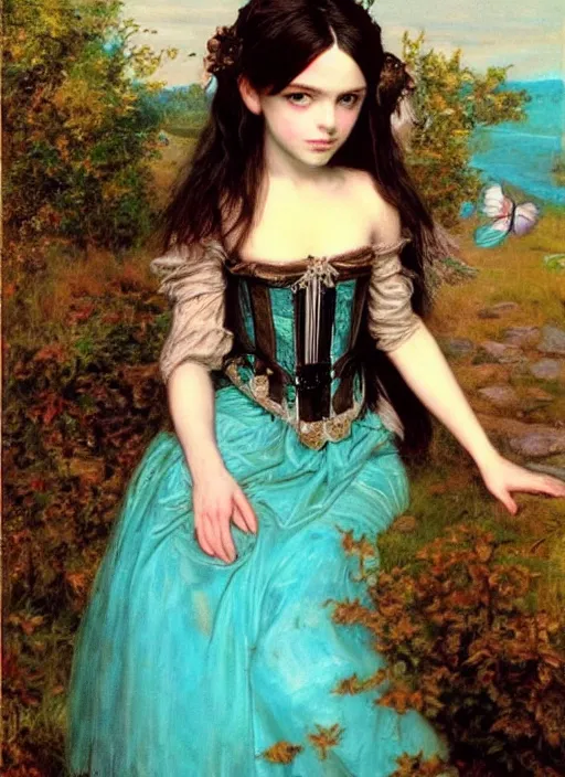 Image similar to ( ( gothic # ) ) princess portrait *. *. by william henry hunt * *, highly detailded, turquoise rust, steampunk, battle angel alita