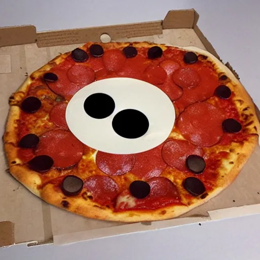 Prompt: pizza with eyes