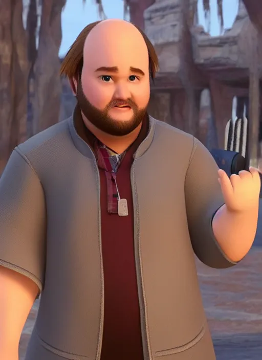 Image similar to fat old balding haley joel osment realistic sora from kingdom hearts