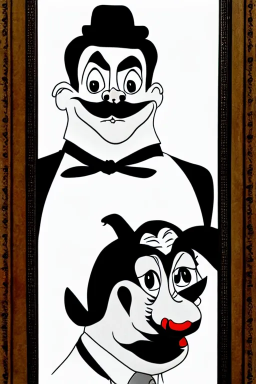 Image similar to gomez addams as pepe le pew, portrait