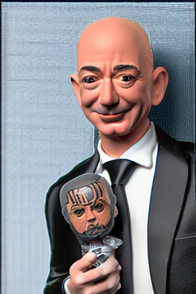 Prompt: “ very very intricate photorealistic photo of a jeff bezos funko pop on a solid white background, award - winning details ”
