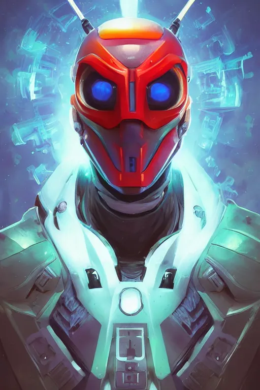 Image similar to epic mask helmet robot ninja portrait stylized as fornite style game design fanart by concept artist gervasio canda, behance hd by jesper ejsing, by rhads, makoto shinkai and lois van baarle, ilya kuvshinov, rossdraws global illumination radiating a glowing aura global illumination ray tracing hdr render in unreal engine 5