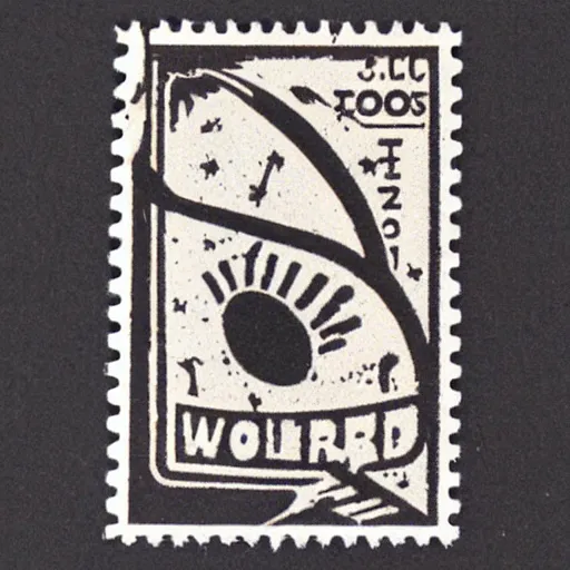 Image similar to vintage mailing stamp from a alien world