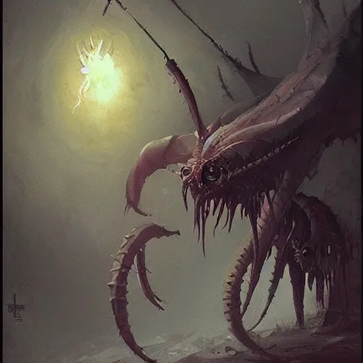 Image similar to maggot wormlike demon, horror scary art by greg rutkowski