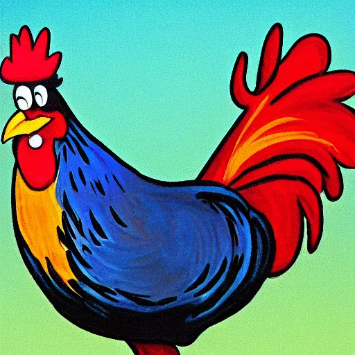 Image similar to cartoon of happy rooster ultra realism