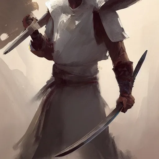 Image similar to rabbit warrior - swordsman, brush strokes, oil painting, greg rutkowski