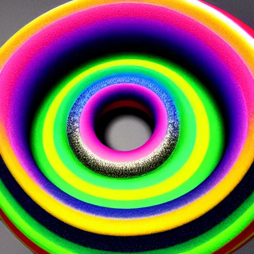 Image similar to a torus made of rainbow. a torus with the texture of rainbow.