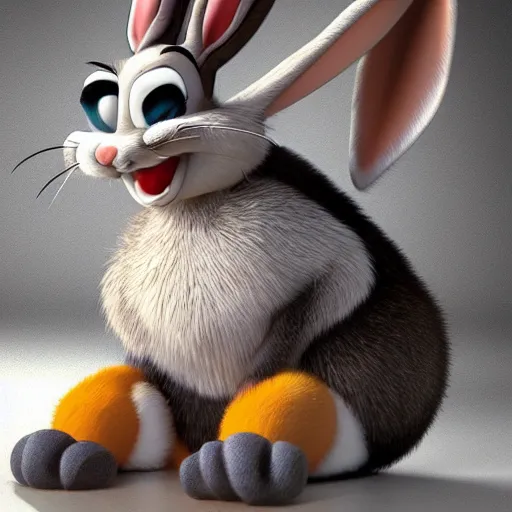 Image similar to ultra realistic Bugs Bunny