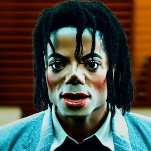 Image similar to cinematic still of Michael Jackson preaching at a Baptist Church in Rural Tennessee, close up, shallow depth of field, directed by Jordan Peele, cinematic