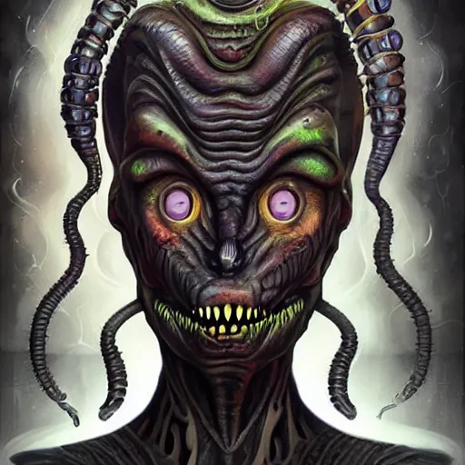 Prompt: Lofi Scorn Giger Lovecraft Lovecraftian Alien Woman portrait Pixar style by Tristan Eaton Stanley Artgerm and Tom Bagshaw