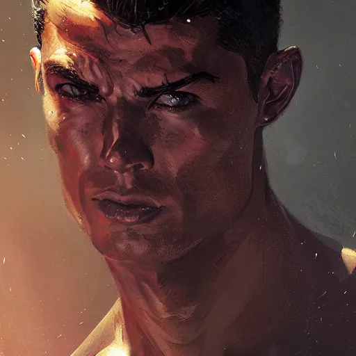 Prompt: Portrait of Cristiano Ronaldo , marvel comics, dark, intricate, highly detailed, smooth, artstation, digital illustration by Ruan Jia and Mandy Jurgens and Artgerm and Wayne Barlowe and Greg Rutkowski and Frank Frazetta