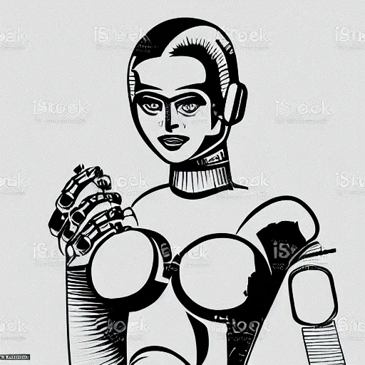 Image similar to robot android woman 1 9 5 0 s era vector art cell shaded allure beautiful makeup curvy highly detailed art by ilya kushinov