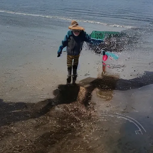 Prompt: T-rex skating on water