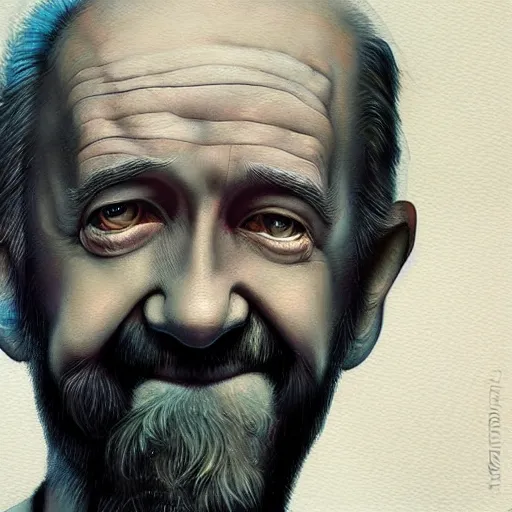 Image similar to Anna Dittmann painting of George Carlin, trending on art station