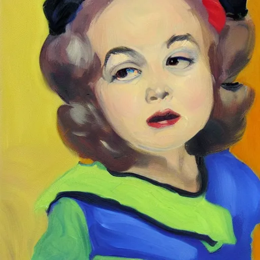 Prompt: painting of little girl harlequin 1960 art by Jean Maio