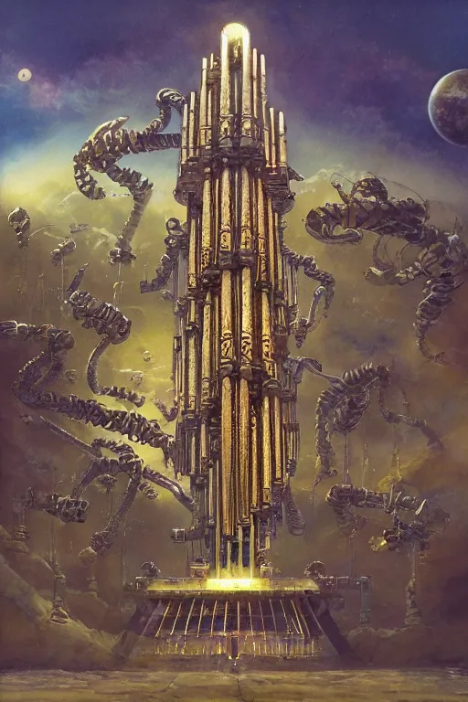 Image similar to pipe organ album art, hyper realistic, fantasy art, in the style of chris foss and alan lee, intricate, hyper detailed, smooth