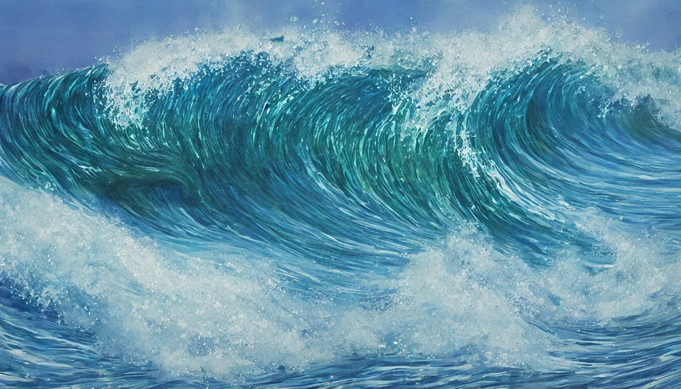 Image similar to ocean wave barrel, photorealistic painting