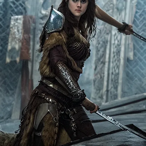 Image similar to photo of alexandra daddario as a valkyrie warrior