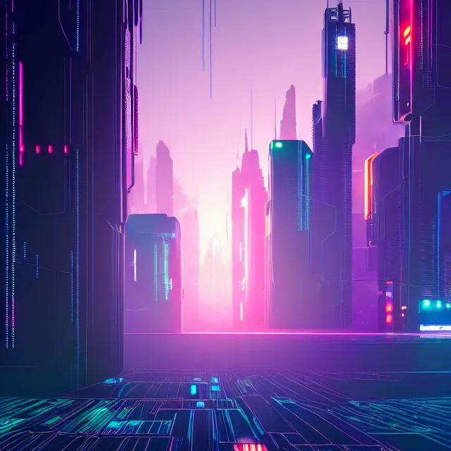 Prompt: a cyberpunk blockchain city, chains connecting separate blocks, blockchain, symmetry, intricate, volumetric lighting, beautiful, rich deep colors masterpiece, sharp focus, ultra detailed, in the style of john harris