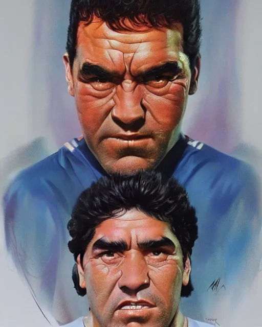 Prompt: face portrait, diego armando maradona by peter andrew jones!!!!!!!!, by roger dean, hd, hyper detailed, 4 k