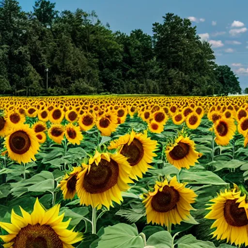 Prompt: sunflower field blooming
