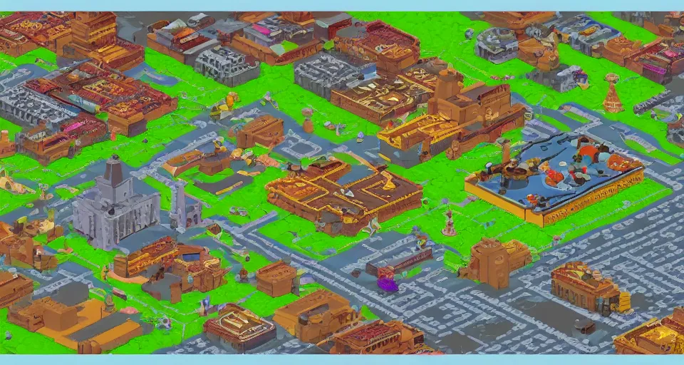 Image similar to a commodore 6 4 8 bit game in isometric view for the 2 1 st century