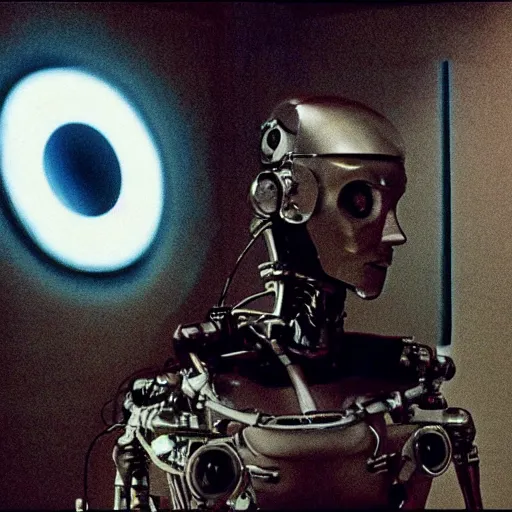 Image similar to movie still of a cyborg, cinematic composition, cinematic light, by alejandro jodorowsky and david lynch