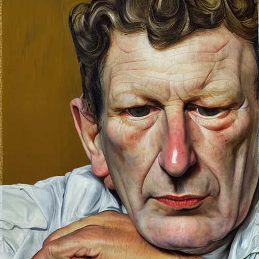 Image similar to high quality high detail painting by lucian freud, hd, paul leary