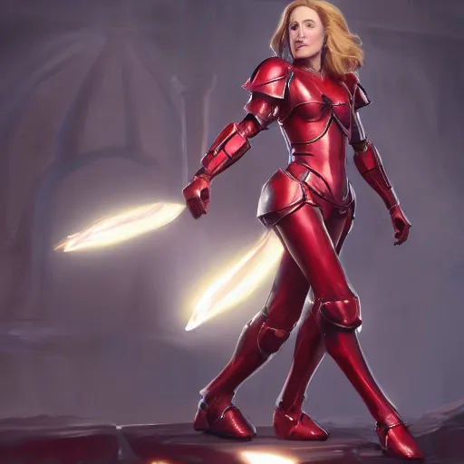 Prompt: fantasy Gillian Anderson wearing red armor, made by Stanley Artgerm Lau, WLOP, Rossdraws, ArtStation, CGSociety, concept art, cgsociety, octane render, trending on artstation, artstationHD, artstationHQ, unreal engine, 4k, 8k,
