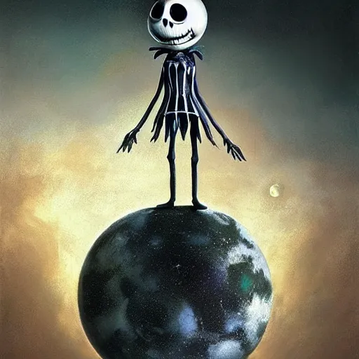 Image similar to michal karcz surrealism Pastel painting of the end of an astronaut happy in the galaxy. , in the style of jack skellington, in the style of a clown, loony toons style, horror theme, detailed, elegant, intricate, 4k, Renaissance painting