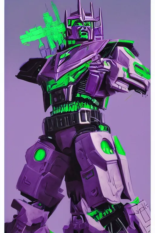 Image similar to portrait of cowboy johnny cash as purple green optimus prime from transformers riding on guitar zord ufo hoverboard, intricate, highly detailed, smooth, artstation, digital illustration by Ruan Jia and Mandy Jurgens and Artgerm and Wayne Barlowe and Greg Rutkowski and Zdislav Beksinski