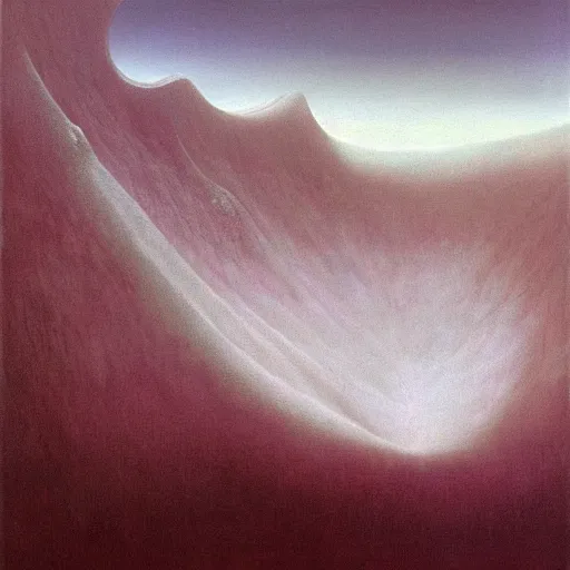 Prompt: a glacier by Zdzisław Beksiński, oil on canvas