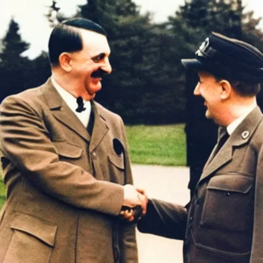 Image similar to Mr Bean shakes hands with Hitler