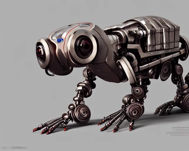 Image similar to dachshund robot, mechanical, machine, octane render, concept art, sharp focus, hyper - realistic, intricate, detailed, eduard pronin, luka mivsek, ruan jia