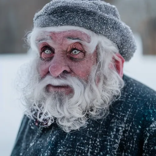 Image similar to portrait photo still of real life cold miser, 8 k, 8 5 mm f 1. 8