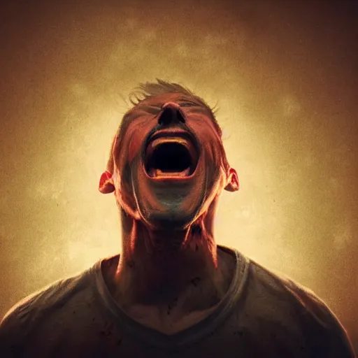 Image similar to hyperrealistic mixed media image of man screaming in terror being folded into origami, broken bones and blood, stunning 3 d render inspired art by greg rutkowski and xiang duan and thomas eakes, perfect symmetry, flesh texture, realistic, highly detailed attributes and atmosphere, dim volumetric cinematic lighting, 8 k octane detailed render, post - processing, masterpiece,