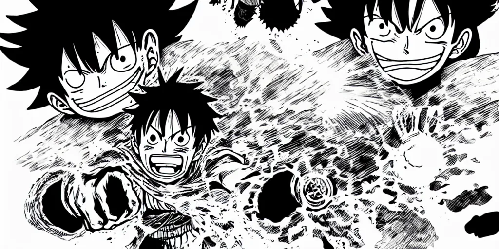 Image similar to luffy, berserk, 4 k resolution, comic style ， by miura kentaro, ultra detailed,