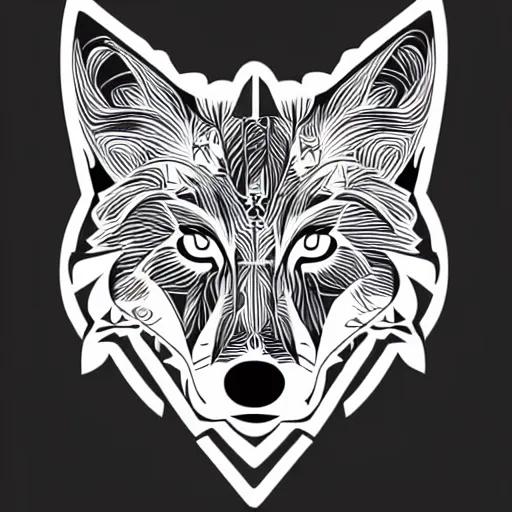 Image similar to tattoo stencil. pencil line drawing, black and white vector, wolf