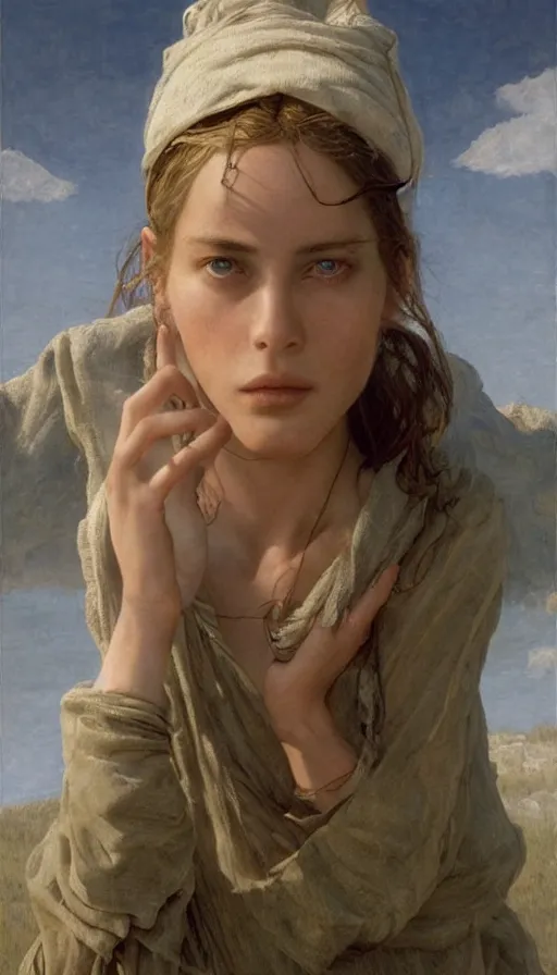 Prompt: epic masterpiece young emanuelle beart as peasant, sweaty skin, hyperrealistic, octane render, cinematic, beautiful face and flawless skin, perfect hands, 5 fingers, by edgar maxence and ross tran and michael whelan, legends of runeterra