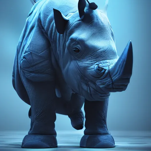 Prompt: An adorable blue rhino wearing warlock garments, intricate artwork by Tooth Wu and beeple, greg rutkowski and artgerm and justin gerard, cinematic, hyper realism, high detail, octane render, unreal engine, 8k, Vibrant colors, Smooth gradients, High contrast, depth of field, aperture f2.8