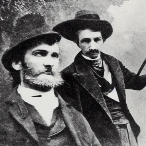 Image similar to selfie taken in 1 8 8 0 with a selfie stick