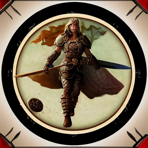 Image similar to dungeons and dragons human fighter round token round token circle ellipse bordered greatsword vtt foundry dndbeyond.com round transparent background