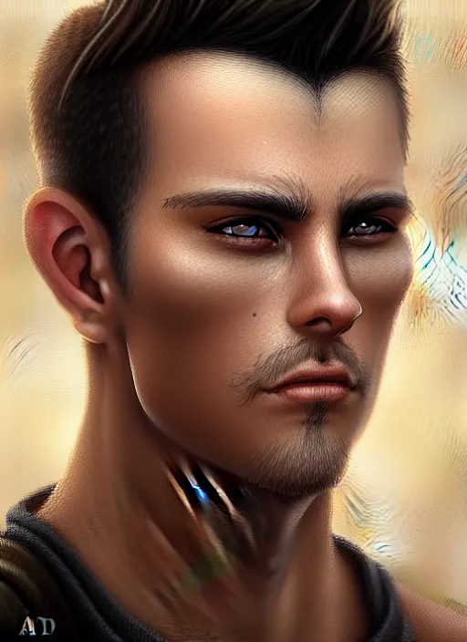 Image similar to a _ fantasy _ style _ portrait _ painting _ of light brown argentinian male short black hair defined chiseled facial features face big ears, rpg dnd oil _ painting _ unreal _ 5 _ daz. _ rpg _ portrait _ extremely _ detailed _ artgerm _ greg _ rutkowski _ greg