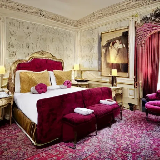Image similar to bedroom at extremely expensive victorian - era hotel in london. high - fashion boutique hotel. detailed beautiful photography.