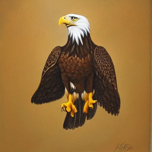 Image similar to eagle wearing kofiah, oil painting