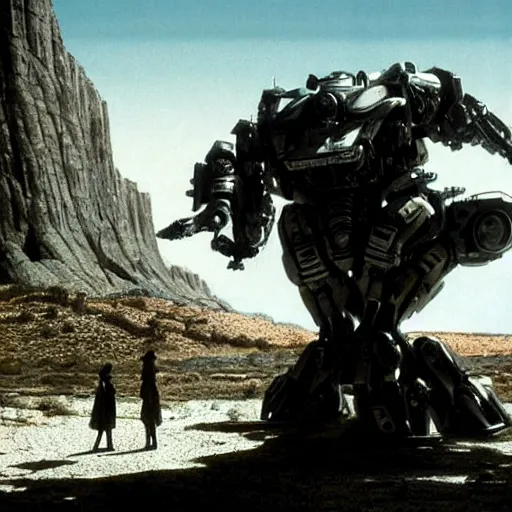 Image similar to cinematic still in westworld, mech by mamoru nagano