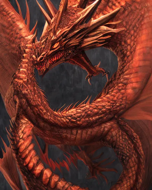 Image similar to portrait of an ominous, strong dragon, photorealistic, 8 k