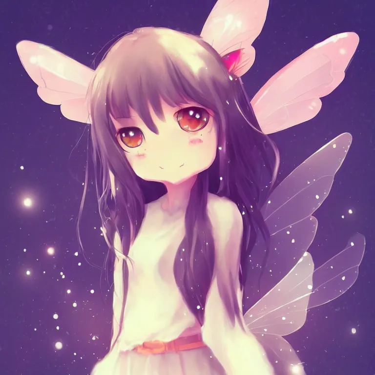 Prompt: cute, full body, female, anime style, a cat girl with fairy wings, large eyes, beautiful lighting, sharp focus, simple background, creative, heart effects, filters applied, illustration, trending on artstation