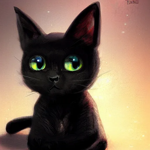 Prompt: of a cute black cat by tyler edlin